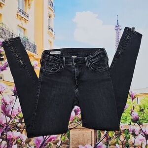 True Religion Black Super Skinny Zippered Ankle Jeans Size 25